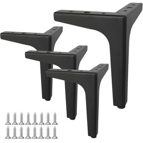 4 Pieds de Meuble,Pied Canapé,Charge Jusqu'à 800 KG,Pied de Table Métal,Legs Support de Table, avec Vis,Adapté pour Canapés, Meubles TV,Tables Basses,Armoires et Tables de Chevet,10 cm(Noir) (1/5)