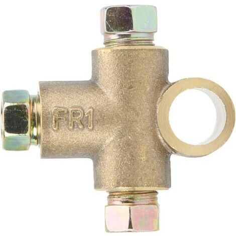 Connecteur de tuyau en T de ligne de frein en forme de T adaptateur 3 voies avec 3 écrous mâles Union courte M10 tuyau 3/16 pouces 10mm+raccord circuit de freinage 3 voie flexible (1/4)