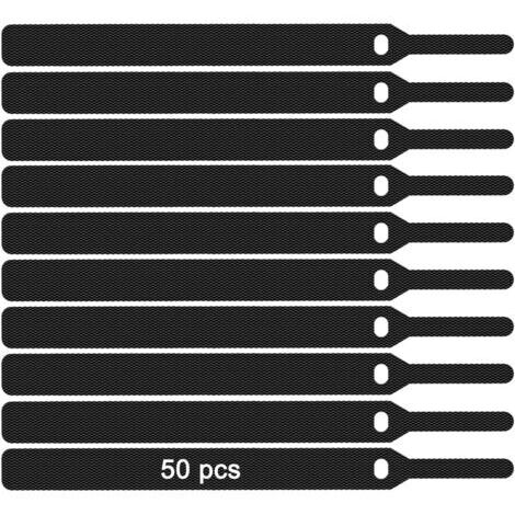 Lot de 50 Attaches Câbles, 12145MM Serres-Câble,Ties Straps Réutilisables Réglable (noir) (1/4)