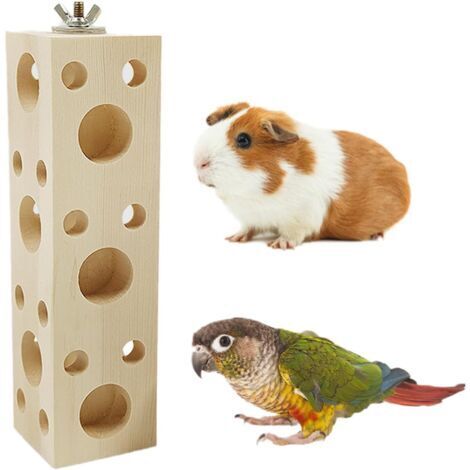 Jouet à mâcher en bois pour petits animaux, jouet pour perchoir à oiseaux, jouet de dentition en bois pour perroquet, accessoires de cage à oiseaux en bois pour hamster, inséparable, perruche (1/5)