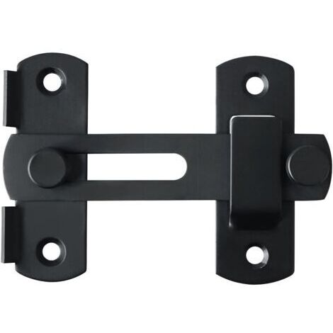 Verrou de Porte Coulissante Serrure de Porte Loquet à Bascule Boulon de Verrouillage de Boucle avec Vis pour Porte, Fenêtre, Placard et Jardin, Finition Noir Mat en Acier Inoxydable, EMS9001-B (1/5)