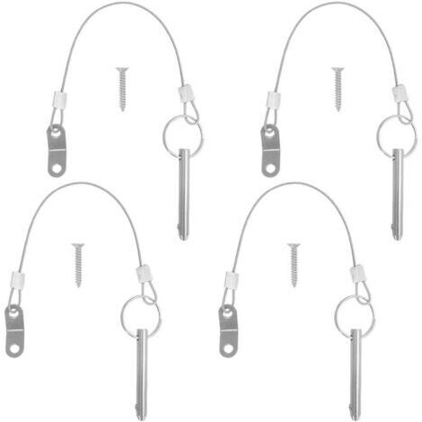 Lot de 4 goupilles à dégagement rapide, diamètre de goupille supérieure de 6,3 mm, longueur totale de 51 mm, longueur effective de 40 mm avec cordons en acier inoxydable 316 (1/5)