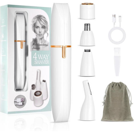 Razor électrique De Femme 4 En 1 Dépilateur Portable Rechargeable Sans Douleur Pour Le Visage Du Visage (1/5)