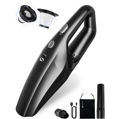 Aspirateur a Main, Mini Aspirateur Voiture Puissant sans Fil avec Batterie Rechargeable, Aspirateur De Table avec HEPA, Accessoires Interieur Kit Nettoyage Voiture pour Homme Femme (1/5)