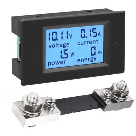 Voltmètre ampèremètre numérique 4 en 1 Mesure tension DC 6.5-100V, courant 0-100A, puissance 0-10kW Grand écran LCD rétroéclairé (1/5)