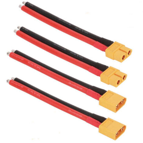 2 paires de connecteurs mâles XT60 avec fil de silicium 100 mm 12 AWG pour jouets de batterie au lithium RC (1/5)