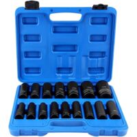 Coffret Douille Poids Lourd, Douilles pour cle a Choc, Douille Choc Longue, Douilles a Chocs de 16 Pièces 1/2"pouce, Coffret Douille Choc pour la Réparation et L'entretien des Véhicules à Moteur
