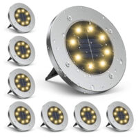Lampadaire solaire extérieur avec 8 lampes solaires LED 10pcs extérieures, 3000K blanc chaud étanche