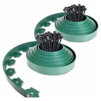 Bordure de jardin plastique flexible 20m avec 60 piquets vert