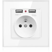 Prise Electrique Murale avec Double USB - Chargeur pour iPhone/Android prise française
