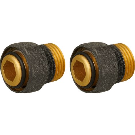 Raccord pour tube en acier GZ1/2" x M22X1,5 graphite structure LUXRAD 2 pièces (1/2)