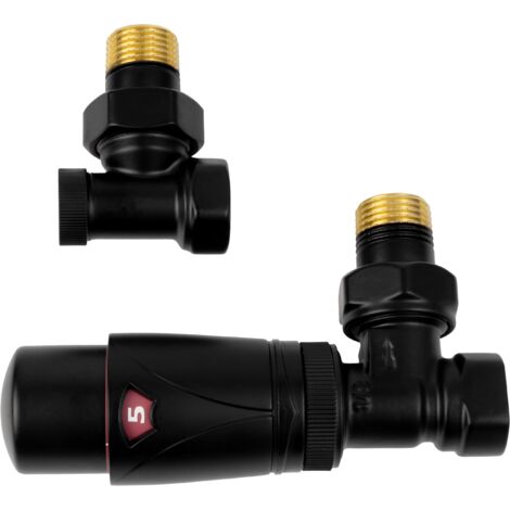 Valx Ensemble de robinets d&x27angle avec tête thermostatique noir mat