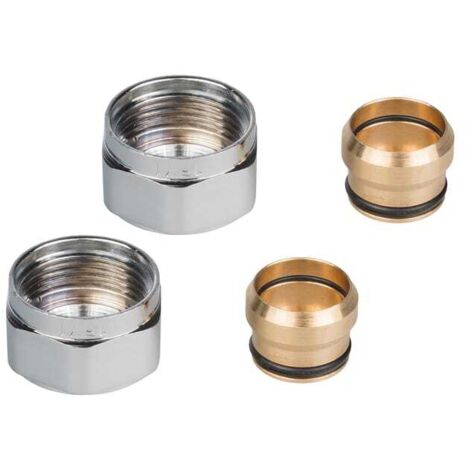 Raccord à compression en cuivre CU pour radiateur 15 mm x M22 chrome LUXRAD 2 pièces