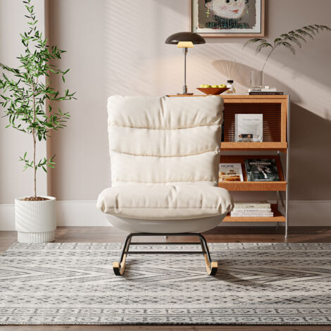 Fauteuil a Bascule 83x72x93 avec Dossier Réglable, Fauteuil d'allaitement Rembourré en Métal, Fauteuil de Lecture avec Dossier Rembourré (1/5)