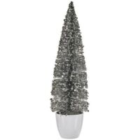 Weihnachtsbaum groß 10 x 38 x 10 cm silber weiß Kunststoff