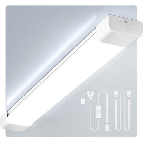 Amdelne 120cm LED Feuchtraumleuchte Weiß 36W 4000LM,Kaltweiß 6000K,PC,IP65,Ultraslim LED-Lichtleisten mit Stecker für Badezimmer Keller Garage [klasse E]