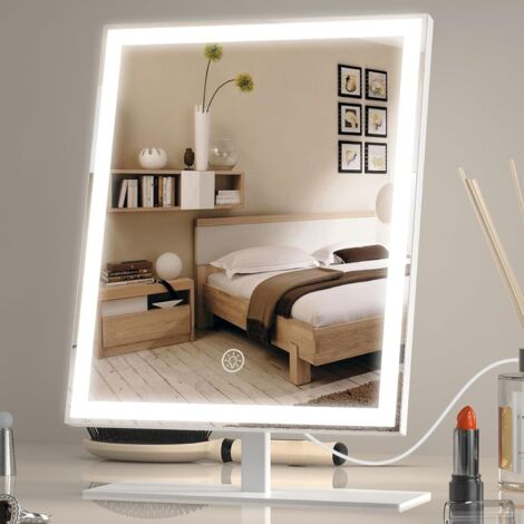 Anten Kosmetikspiegel mit Beleuchtung 10W 400LM,2700-6000K dimmbar,Touch Control,10X Vergrößerung Schminkspiegel (Weiß, 34x25cm)