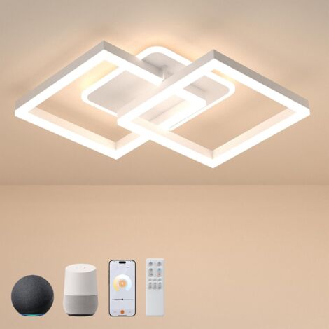 Antenlicht LED Deckenleuchte 40W,Rauten-Design,Dimmbar 3000K-6500K,mit Alexa und Google Assistant,APP,Fernbedienung,für Wohnzimmer Schlafzimmer-Weiß [Energieklasse F]