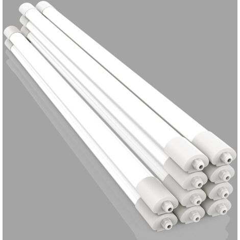Amdelne 10er Pack 60cm LED Feuchtraumleuchte Weiß 18W 2000LM,Neutralweiß 4000K,PC,IP65,Halbrund LED-Lichtleisten für Badezimmer Keller Garage [klasse E]