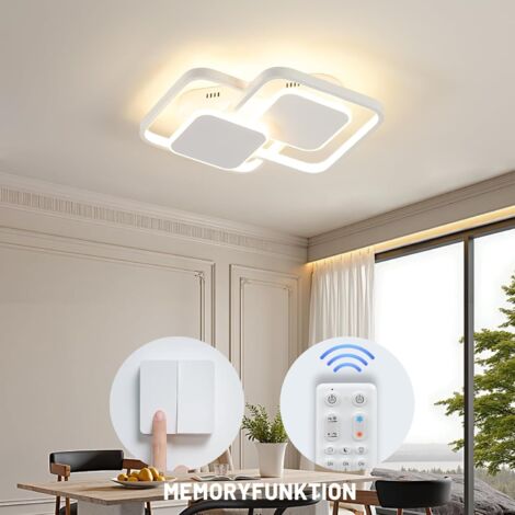 Antenlicht LED Deckenleuchten Weiß 32W 3300LM, Moderne 4-Rauten Acryl 45cm,3000-6500K,Fernbedienung,für Schlafzimmer Kinderzimmer [klasse F]