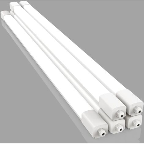 Amdelne 5er Pack 60cm LED Feuchtraumleuchte Weiß 18W 2000LM,Neutralweiß 4000K,PC,IP65,Quader LED-Lichtleisten für Badezimmer Keller Garage [klasse E]