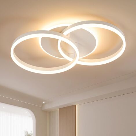 Amdelne LED Deckenleuchten Weiß 48W 4800LM,2700-6500k,Moderne Doppelring Acryl 68cm,Fernbedienung,Nachtlicht,für Schlafzimmer Esszimmer [Klasse F]