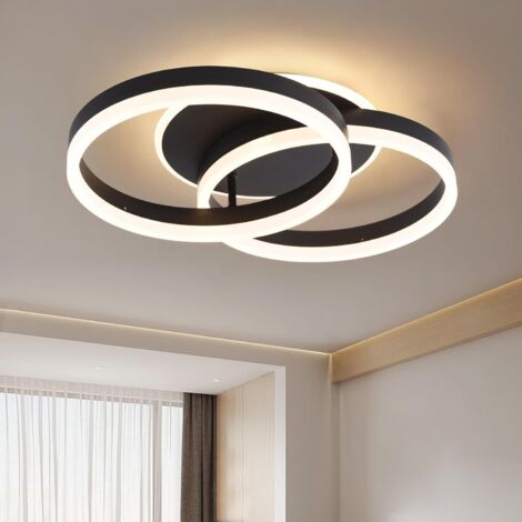 Amdelne LED Deckenleuchte 36W 3600LM,Moderne Doppelring Acryl 50cm,Schwarz,3000-6500K,Fernbedienung,für Schlafzimmer Wohnzimmer  [Klasse F]
