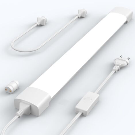 Antenlicht LED Feuchtraumleuchte 60cm 18W 5000K,Ultraslim LED-Streifen IP65 mit Steckverbindern,connectable,110lm/W,für Garage Werkstatt Keller-Weiß