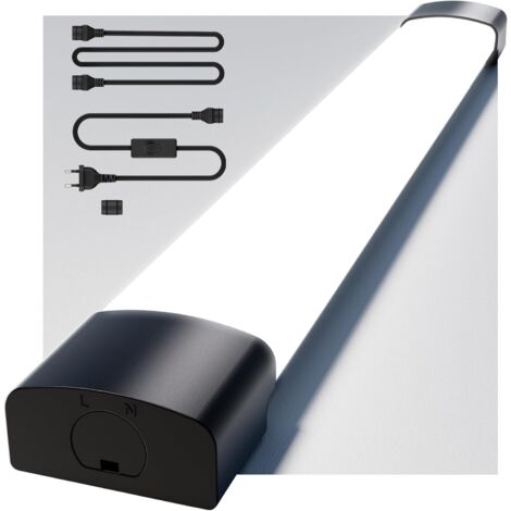 Antenlicht 4er Pack LED Feuchtraumleuchte 60cm 18W 5000K,Ultraslim LED-Streifen IP65 mit Steckverbindern,connectable,110lm/W,für Garage Werkstatt Keller-schwarz