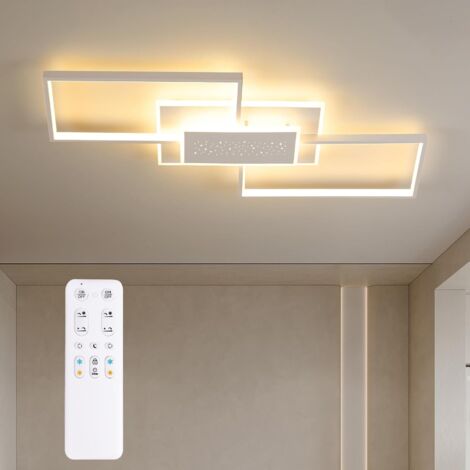 Antenlicht LED Deckenleuchte 50W,4-Rahmen-Design,80x39cm,Dimmbar 3000K-6500K,Fernbedienung,für Büro Wohnzimmer Schlafzimmer-Weiß [Energieklasse E]