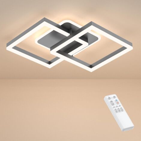 Antenlicht LED Deckenleuchte 40W,Dimmbar 3000K-6500K,65x42cm,Design Raute Moderne,Fernbedienung,für Wohnzimmer Schlafzimmer Flur-Grau [Energieklasse F]