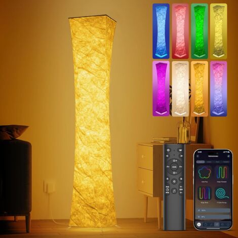 Antenlicht LED Stehleuchte Weiß 18W mit RGB 8W 155cm,dimmbar 2500K-7000K,Stoffschirm,APP,Fernbedienung, Timer,für Wohnzimmer Schlafzimmer [Klasse F]