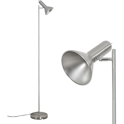 Amdelne LED Stehlampen 161cm Stehleuchte E27 Fassung max. 60W Metall Sofalampe Standleuchte Leselampe für Schlafzimmer Arbeitszimmer Nickel ohne Leuchtmittel