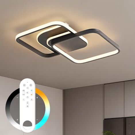 Amdelne LED Deckenleuchte Schwarz 45W 5600LM,Moderne Stufenrahmen Acryl 65cm,2800-6000K,Fernbedienung,für Kinderzimmer Schlafzimmer Küche [Klasse E]