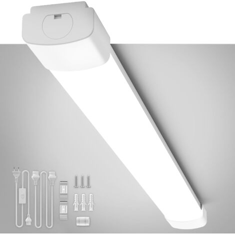 Amdelne LED Feuchtraumleuchte Weiß 60cm 18W 5000K,IP65,110LM/W,PC,70% Energiesparend,Ultraslim LED-Streifen für Garage Werkstatt Keller [Klasse E]