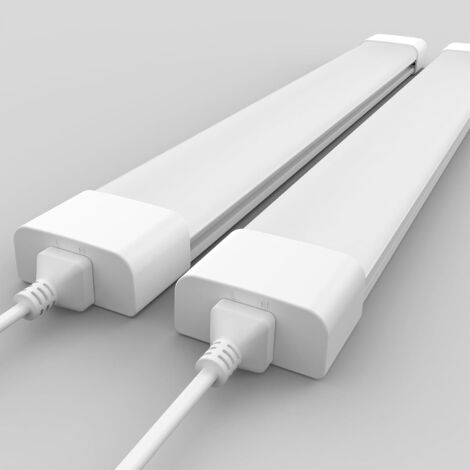 Amdelne 2er Pack LED Feuchtraumleuchte Weiß 60cm 18W 4000K,IP65,110LM/W,PC,90% Energiesparend,Ultraslim LED-Streifen für Garage Werkstatt Keller [Klasse E]
