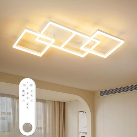Antenlicht LED Deckenleuchte 75W,Rechteck-Design,87x62cm,Dimmbar 2700K-6500K,Fernbedienung,für Wohnzimmer Konferenzräume-Weiß [Energieklasse E]