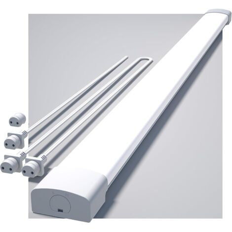 Modlicht LED Feuchtraumleuchte Weiß 120cm 36W 5000K,PC,IP65,110lm/W,ultraflach LED-Röhren mit Verbindungskabel,für Garage Werkstatt Keller [Klasse E]