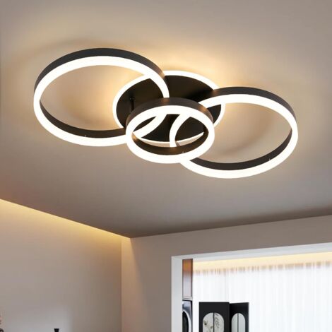 Modlicht 50W LED Deckenleuchten Schwarz 4800LM-Moderne 3 ring Acryl 65cm,Dimmbar 3000-6500K,Fernbedienung,für Schlafzimmer Wohnzimmer [Klasse F] (1/5)