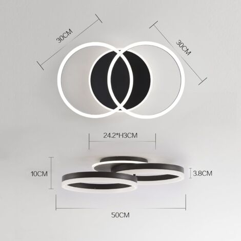 Modlicht 36W LED Deckenleuchten Schwarz 3600LM-Moderne 2 ring Acryl 50cm,Dimmbar 3000-6500K,Fernbedienung,für Schlafzimmer Wohnzimmer  [Klasse F]
