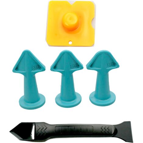 Set mit 5 blauen Werkzeugen und Spitzen für die Oberflächenbearbeitung: Kunststoffspachtel, Silikonspatel, Werkzeuge für Fliesen, Ziegel und Fugen, 5-teilig (1/5)