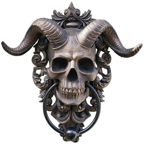 Türklopfer im satanischen Punk-Stil mit Totenkopf und Widderkopf, 1 Stück (1/5)
