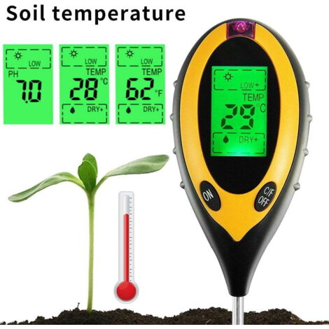 Bodenmessgerät, 4-in-1-Messgerät für Bodenfeuchtigkeit, Licht und pH-Wert, Garten- und Landwirtschafts-Testset, digitale Pflanzensonde, Sonnenlichtmessgerät, Wasserhygrometer (1/5)