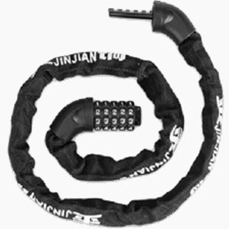 1000 mm 6 mm Kombinations-Fahrradschloss mit 5-stelligem Zahlencode, Hochsicherheits-Fahrradschloss aus gehärtetem Stahl für Fahrräder, Motorräder, Türen und Tore (1/4)