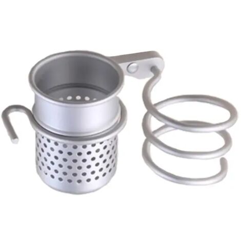 1 Stück Haartrocknerhalter mit Aluminiumkorb, Wandregal für Badezimmer zur Aufbewahrung von Haarkamm, Bürste, Stecker und Badezimmeraccessoires A (1/5)