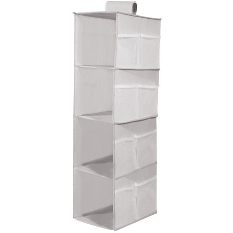 Faltbarer Kleiderbügel, Kleidung kann beidseitig aufgehängt werden. Aufbewahrung, 4-Fächer-Schrankorganizer, Kleiderorganizer, Kleiderschrankaufbewahrung, 80 x 20 x 22 cm (Höhe), grau (1/3)