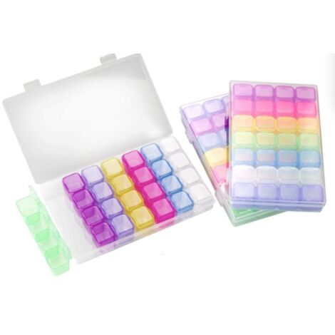 3-teilige Aufbewahrungsbox mit 28 Fächern, verstellbare und herausnehmbare Aufbewahrungsbox aus Kunststoff für Diamantmalerei, Schmuck, Ohrringe, Pillen usw. (1/5)