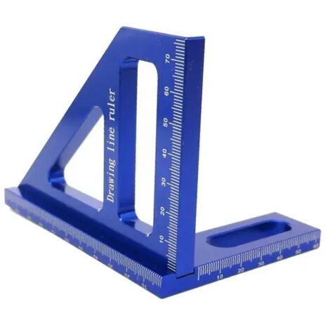 Hochpräzises Messwerkzeug, Winkelmesser aus Aluminiumlegierung, Winkel, Gehrungsdreieck-Lineal, Holzbearbeitungswerkzeug für Schreiner/Ingenieure (blau)