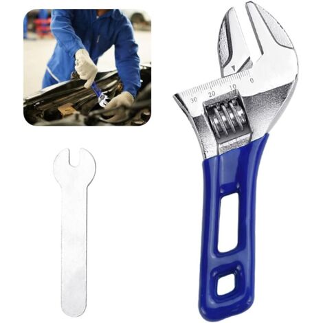 Llave de tubo ajustable de 6", llave de boca ajustable, llave de un solo extremo de acero al carbono con mango corto de goma, herramienta para un servicio rápido (ancho: 40 mm) (1/5)