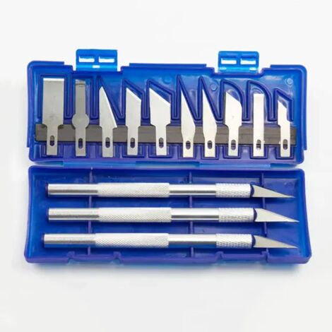 Juego de 13 cuchillos de corte para manualidades: hojas de corte de precisión para tallado de papel, cortador de grabado, herramienta manual antideslizante para arte de bricolaje, pasatiempos y repara (1/5)